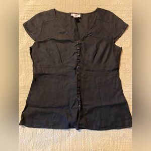 LOFT by Ann Taylor 100% Linen Black Sleeveless Top Size 8